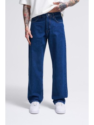 Machinist Clothing Erkek Relaxed Baggy Jean Pantolon Koyu Mavi