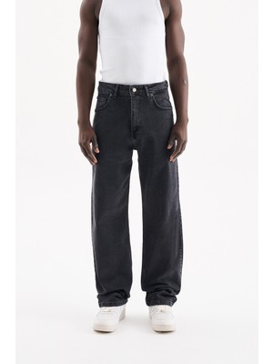 Machinist Clothing Erkek Relaxed Baggy Jean Pantolon Efektli Antrasit