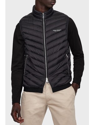 Armani Exchange Siyah Erkek Yelek 8NZQ52 ZNW3Z 0217 Regular Fit Dik Yaka Özellikli