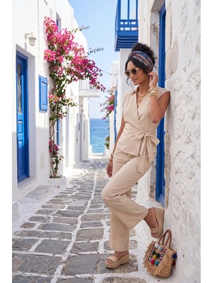 Lela Regular Fit Bağlama Detaylı Kolsuz Takım Bayan Takım 5866787
