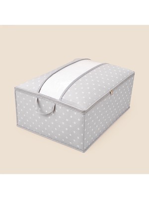 Simple Living Büyük Boy Baza Altı Şeffaf Detaylı Hurç - Gri - 62X46X22 cm