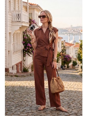 Lela Regular Fit Bağlama Detaylı Kolsuz Takım Bayan Takım 5866787