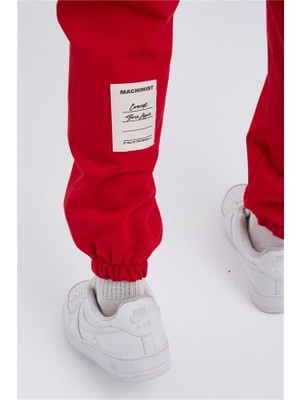 Machinist Clothing Oversize Basic Bel Paça Lastikli 3 Cepli Jogger Eşofman Altı Kırmızı