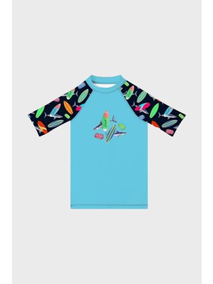 Slipstop Daniel Junior Baskılı Uv Korumalı Kısa Kollu Mayo T Shirt Erkek Çocuk T Shirt ST2632000001
