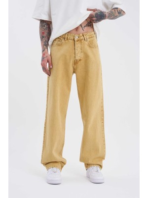 Machinist Clothing Erkek Relaxed Baggy Jean Pantolon Altın