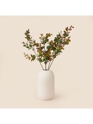 Evidea Deco Okaliptus 5'li Dal Çiçek - Yeşil / Kırmızı - 35 cm
