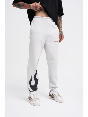 Machinist Clothing Erkek Alev Baskılı Jogger Eşofman Altı Uzay Grisi