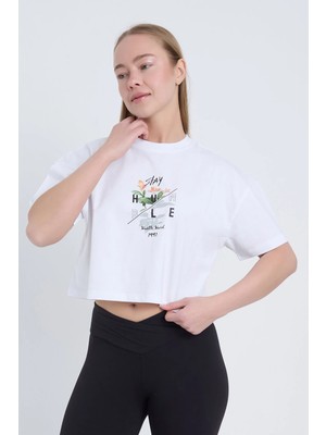 Velvoria Kadın Oversize Humble Beyaz Renk Crop