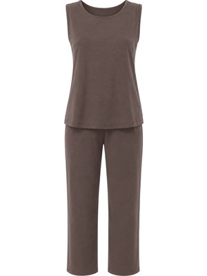 Mixray 2117 Kadın Basic Relax Fit Atlet Pantolon Ikili Takım Kahve