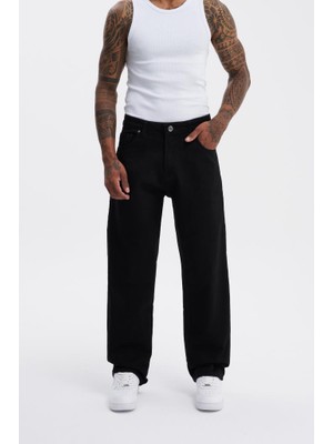 Machinist Clothing Erkek Relaxed Baggy Jean Pantolon Siyah