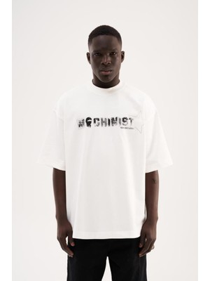 Machinist Clothing Erkek New Generation Baskılı Oversize Tişört Ekru