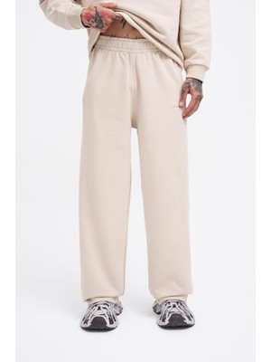 Machinist Clothing Erkek Basic Diagonal Baggy Eşofman Altı Açık Bej