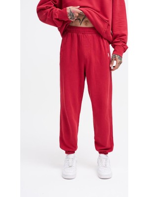 Machinist Clothing Erkek Yıkamalı Basic Jogger Eşofman Altı Açık Kırmızı