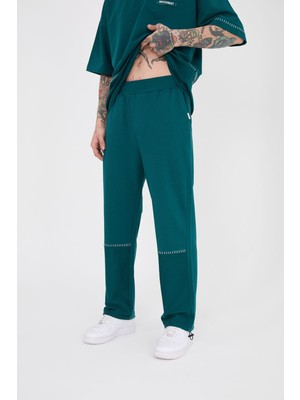 Machinist Clothing Erkek Blanket Stitch Eşofman Altı Yağ Yeşili