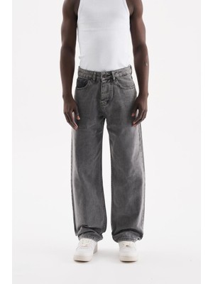 Machinist Clothing Erkek Relaxed Baggy Jean Pantolon Gri