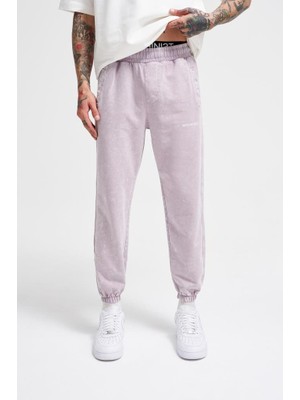 Machinist Clothing Erkek Luxury Basic Yıkamalı Jogger Eşofman Altı Inci Beyaz-Gri Efektli