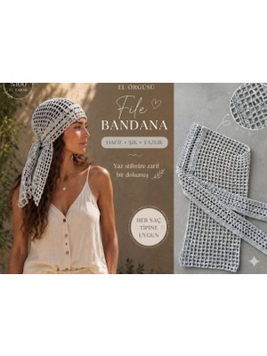 Megahan Kadın El Yapımı File Saç Band,el Örgü Bandana Retro Plaj Saç Aksesuarı