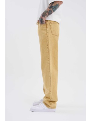 Machinist Clothing Erkek Relaxed Baggy Jean Pantolon Asit Altın