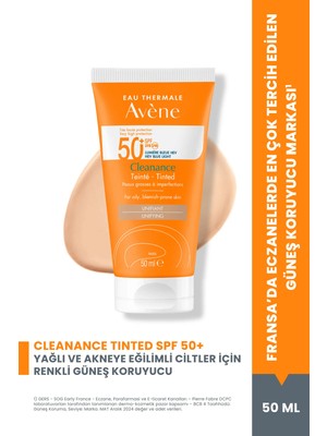 Avene Cleanance SPF 50+ Yağlı ve Akneye Eğilimli Ciltler için Yüksek Korumalı Renkli Güneş Kremi 50 ml