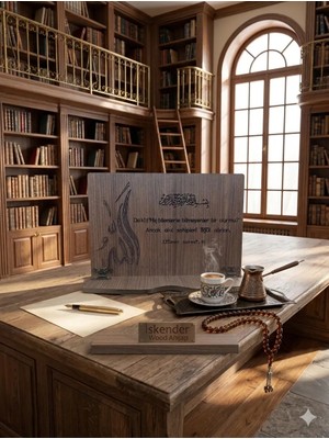 İskender Wood Ahşap Masa Üstü Ahşap Kuran Rahlesi Hediyelik Kitap Okuma Standı Tablet Tutucu