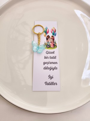 Minik Adımlar Karne , Iyi Tatiller Hediyesi Kitap Ayracı ve Kelebek Anahtarlık, Çanta Süsü Okul Hediye