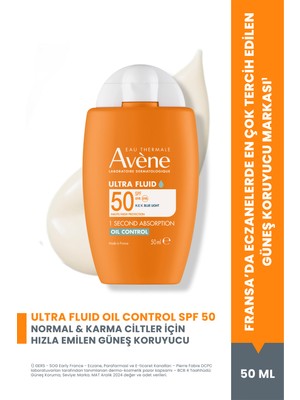 Avene Ultra Fluid Oil Control SPF 50 Yağlı Ciltler için Güneş Kremi 50 ml
