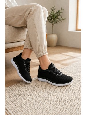 Look Life 26107 Incim Siyah Beyaz Kadın Günlük Sneaker Yazlık Fileli Spor Ayakkabı