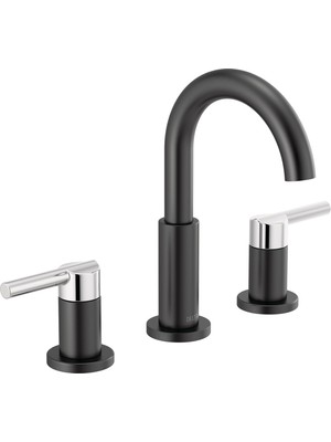Hype Store Nicoli Yaygın Banyo Bataryası 3 Delikli, Siyah/krom Banyo Bataryası, Banyo Lavabo Bataryası, Tahliye Montajı, Mat Siyah/krom 35749LF-CS