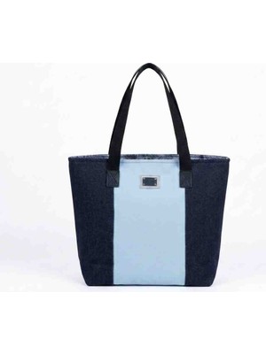 Mavicenza Kadın Denim Kot Kanvas Patchwork Omuz Çantası Renk Bloklu  Tote Çanta