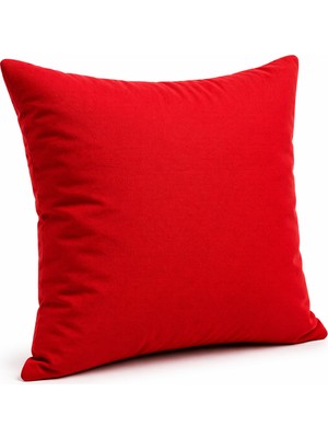 NB Tex Özel Seri Kare Kırmızı Dekoratif Kırlent Yastık 45X45