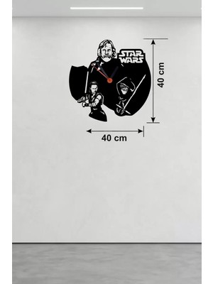 Esplendor Star Wars Temalı Ahşap Duvar Saati - 40X40 cm Lazer Kesim Dekoratif