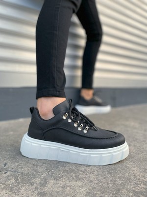 DMR Elegance JY010 Cloud Bağcıklı Cilt Erkek Günlük Sneaker Ayakkabı Cbt - Siyah