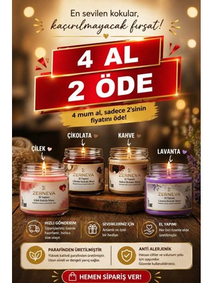 Zerneva 4'lü Kokulu Mum Seti - Avantajlı Paket (Çilek-Çikolata-Kahve-Lavanta)