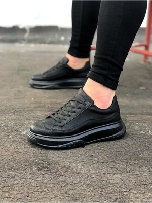 DMR Elegance JY507 Alone Bağcıklı Cilt Erkek Günlük Sneaker Ayakkabı Cst Siyah