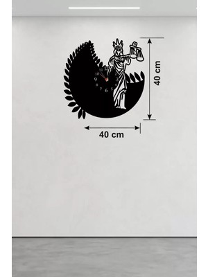 Esplendor Adalet Tanrıçası Themis Tasarım Ahşap Duvar Saati - 40X40 cm Avukat Hediyesi