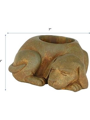 SDT Group And Çimento Uyuyan Köpek Saksı, Drenaj Delikli, Iç-Dış Mekan, Pas Kahverengi, 17.8 cm