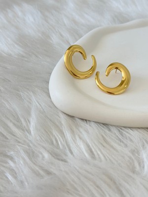 Revoia Modern Form Çelik Gold Küpe