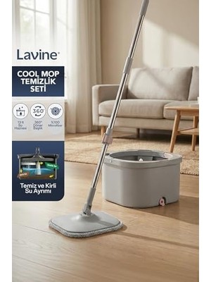 Hype Store Mop Temiz ve Kirli Su Ayıran Otomatik Temizlik Seti - Su Tahliyeli, Paslanmaz Çelik Saplı Mikrofiber Kare Paspas