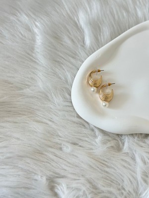 Inci Detaylı Gold Halka Küpe