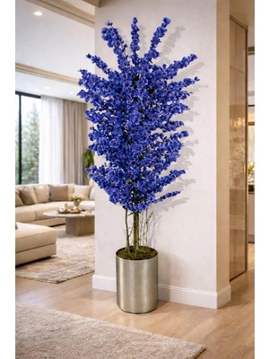 Altun Çiçekcilik Bahardalı 150 cm Lacivert Metal Gumus Saksı Dahıl