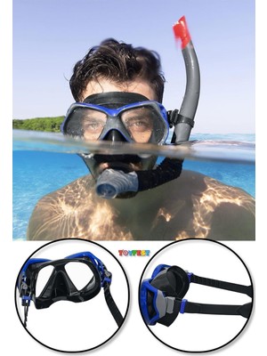 UltraMint Mavi Dominator Pro Snorkel Seti, Dalış Maskesi ve Yüzücü Gözlüğü (14+ Yaş)