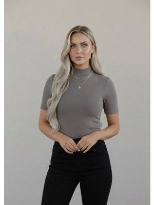 Hashtag Kadın Viskon Body Yarım Balıkçı Yaka Yarım Kol