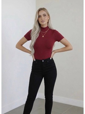 Hashtag Kadın Viskon Body Yarım Balıkçı Yaka Yarım Kol