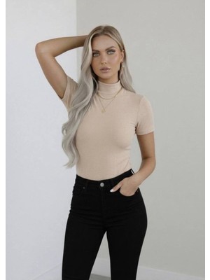 Hashtag Kadın Viskon Body Yarım Balıkçı Yaka Yarım Kol