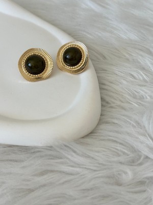 Revoia Taş Detaylı Gold Küpe