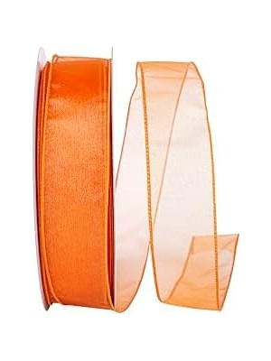 Ribbon 99908W-058-09K Şeffaf Hoş Değerli Kablolu Kenar Kurdele, 1-1/2 Inç x 45 Yarda, Turuncu