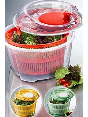 Pratik Salata Kurutucu, Sebze Yeşillik Marul Yıkama ve Kurutma Kabı Leğen Şeklinde Çevirmeli (Gül Kurusu)