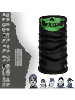 UltraMint Yeşil Buff Kuru Kafa Iskelet Maske Motorcu Tüp Boyunluk