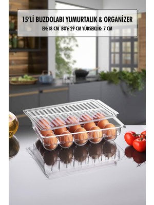 EstoreBox 15 Li Buzdolabı Kapaklı Yumurtalık & Buzdolabı Organizeri