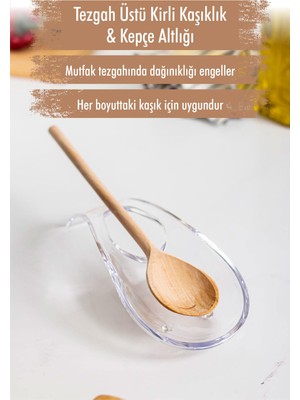 EstoreBox Akrilik Şeffaf Tezgah Üstü Kirli Kaşıklık & Kepçe Altlığı